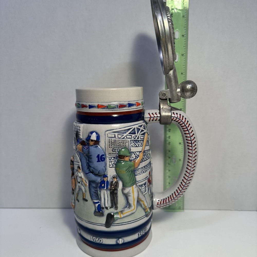VTG 1984 Avon Great American Baseball Stein Ceramarte Brazil Lidded 21696
